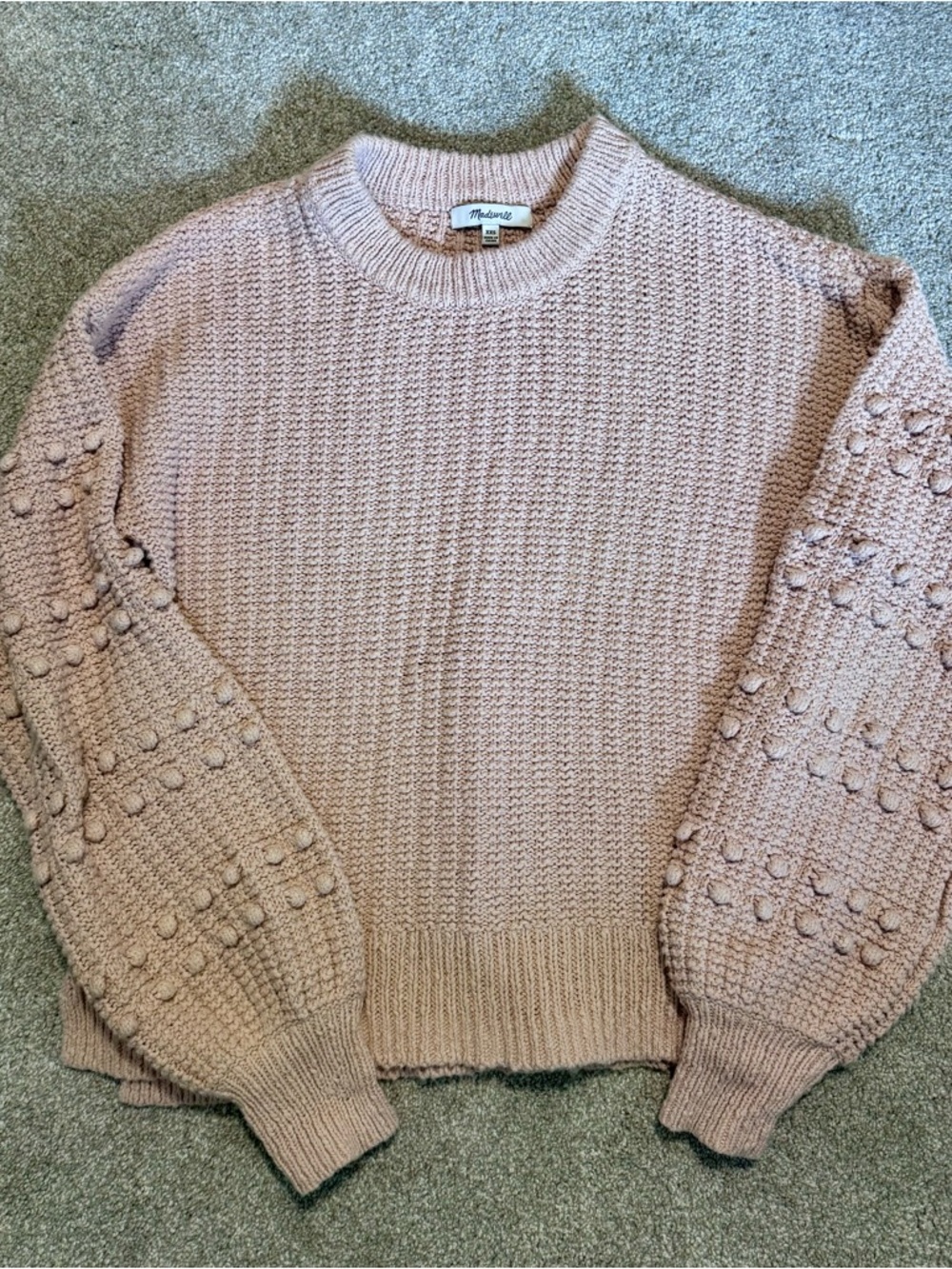 Madewell Blush Bubble-Sleeve Crewneck Sweater